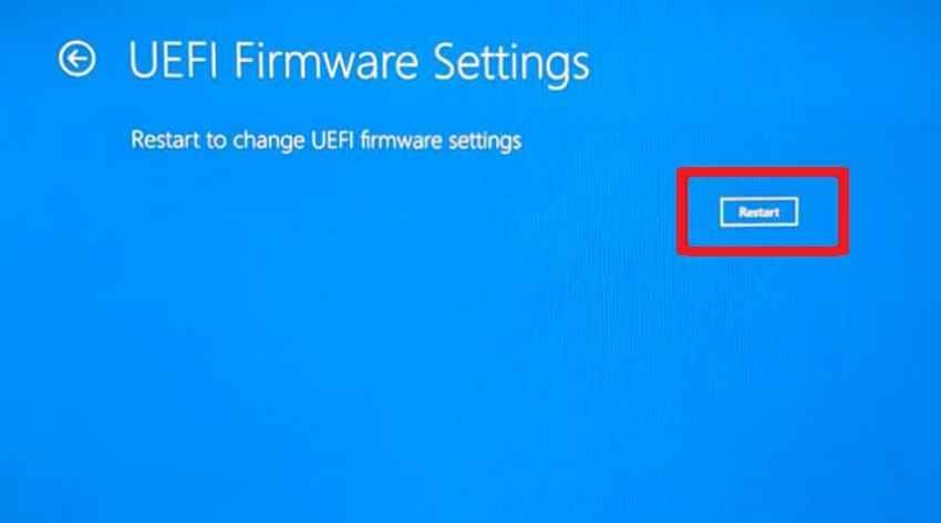 restart uefi firmware settings