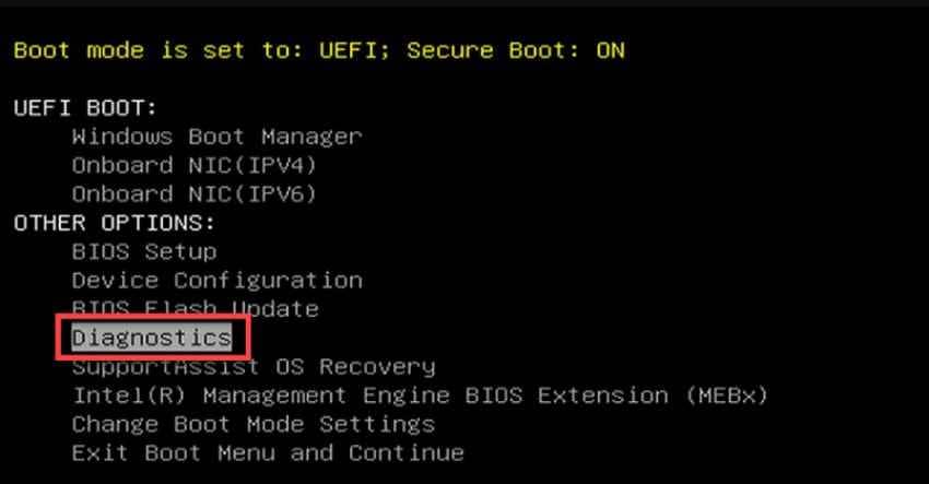 select dell boot diagnostics