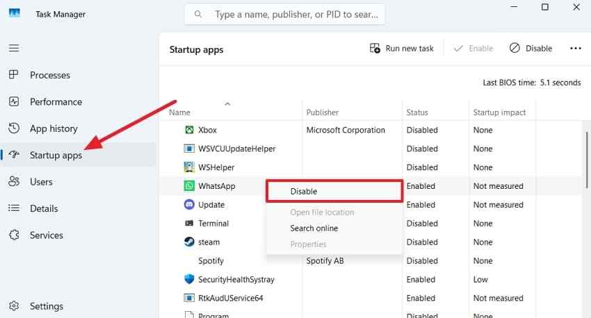 turn off windows startup apps