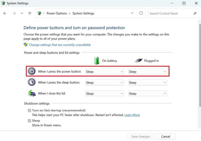 configure dell power button action