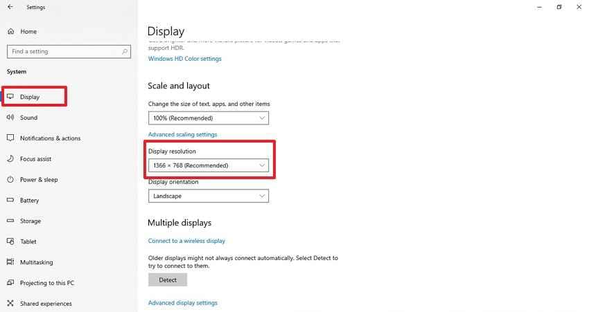 set recommended display resolution