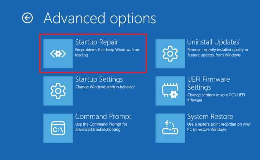 perform startup repair