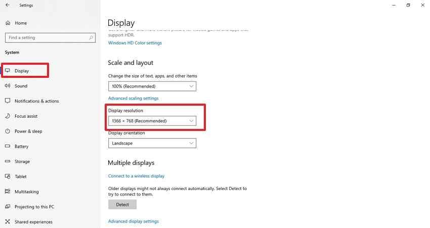 set recommended display resolution