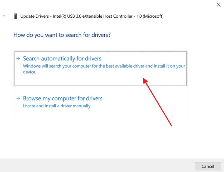 click search automatically for drivers