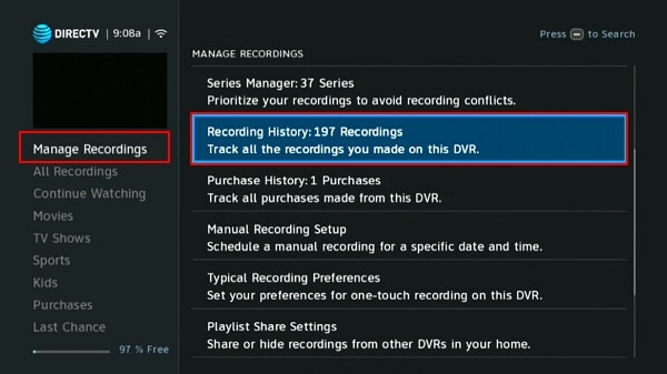 recover deleted recordings from directv history