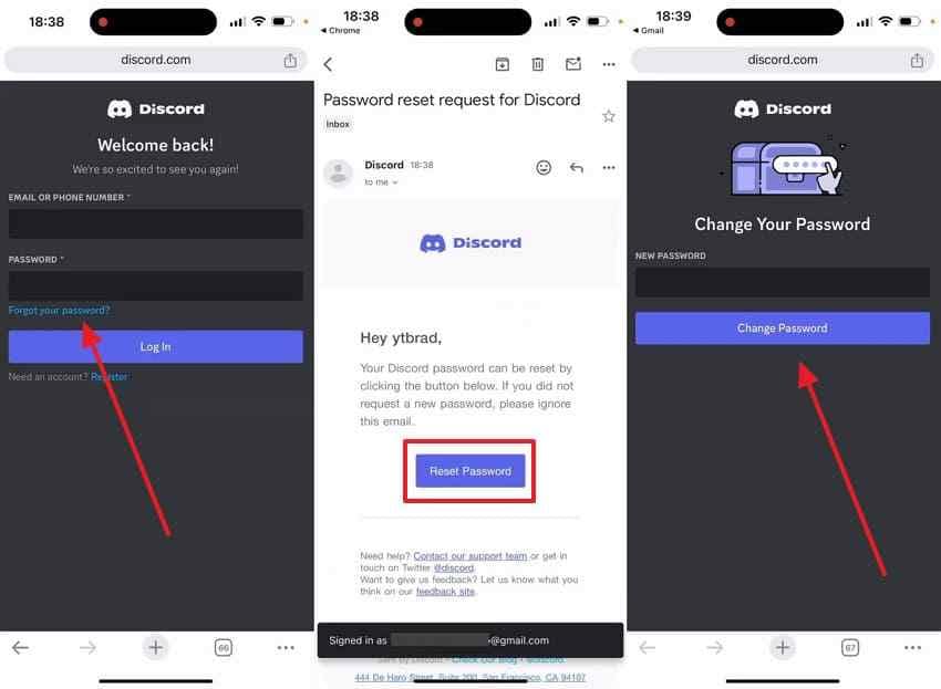 reset discord password