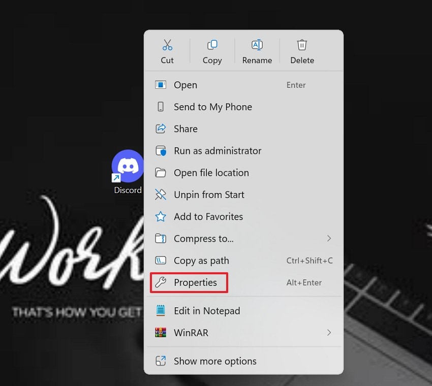 navigate to properties option