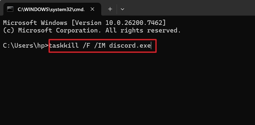 command to force quit discord