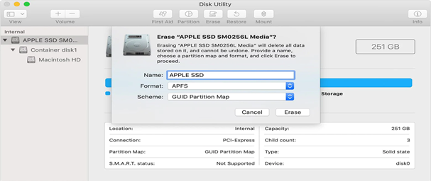 pemformat disk untuk menghapus mac