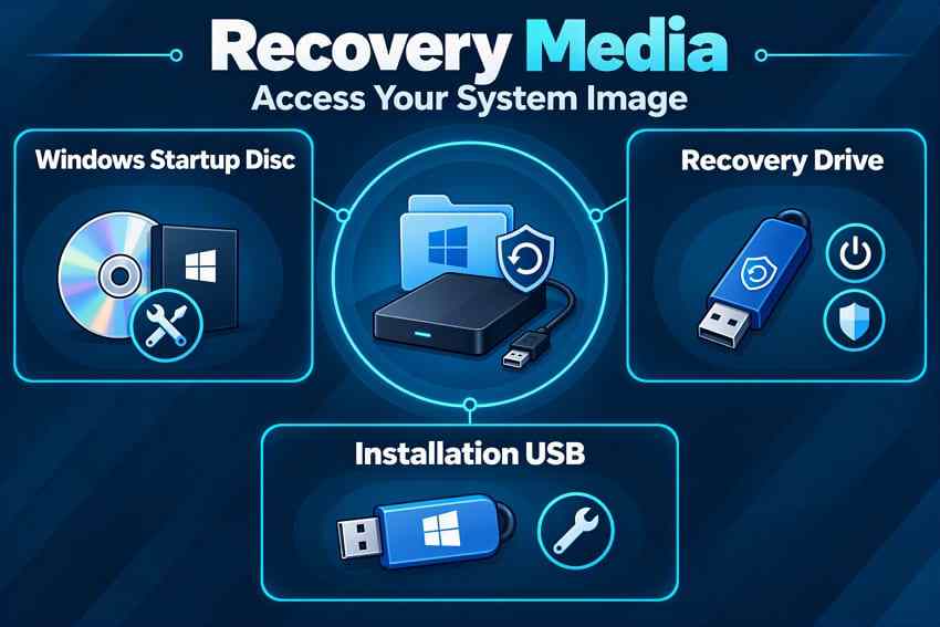comparison of windows system repair disc recovery drive and installation usb