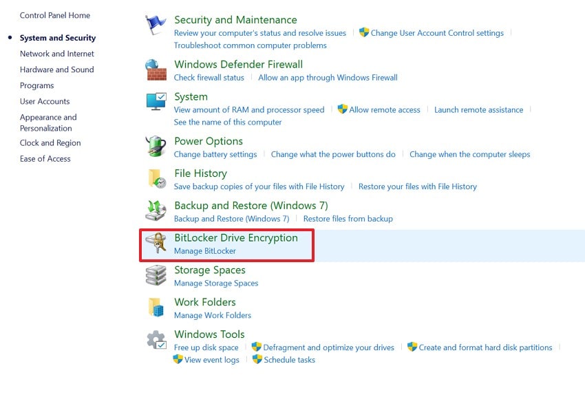select bitlocker drive encryption