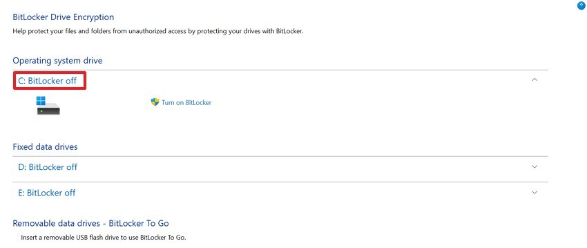 turn off bitlocker