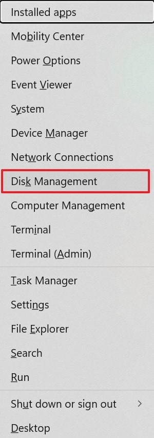 select disk management option
