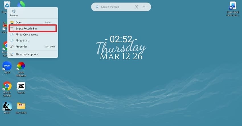 empty reycle bin for disk error