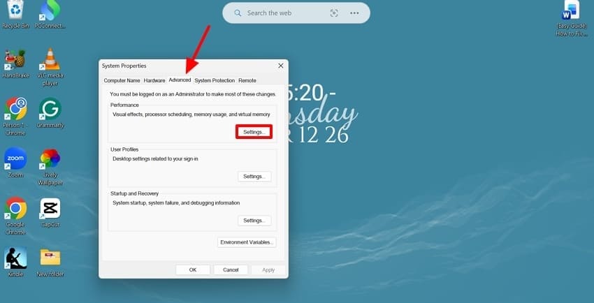 system properties settings windows 11