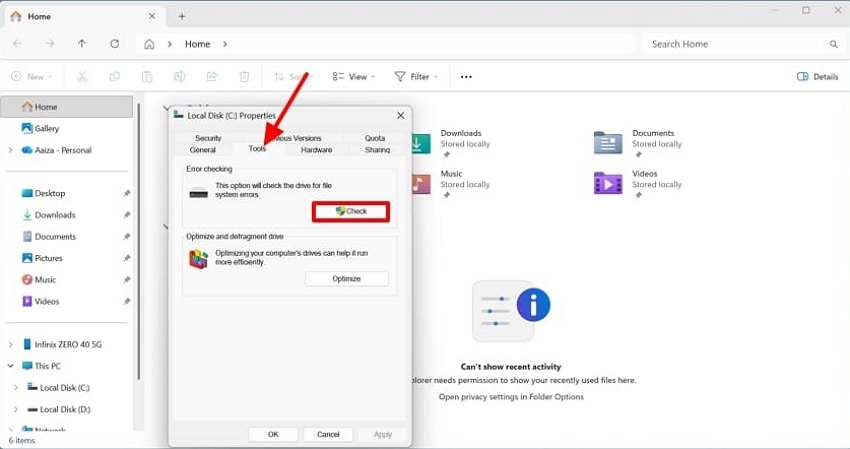 error checking windows 11 fix