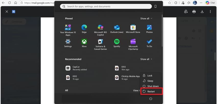 restart computer to refresh disk usage