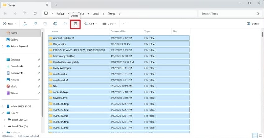 delete all files windows 11