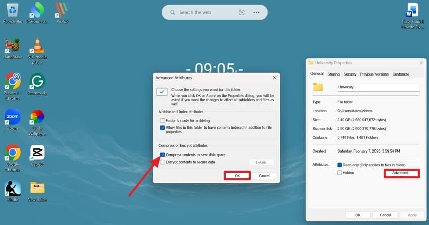 compress contents to save disk space