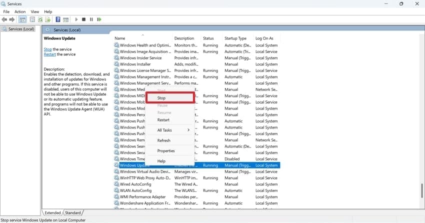 stop windows update windows 11