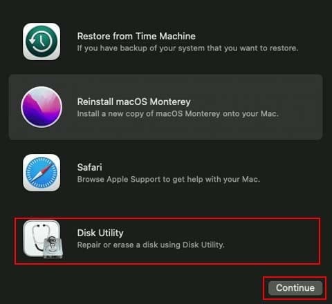 click on disk utility to erase hard drive mac