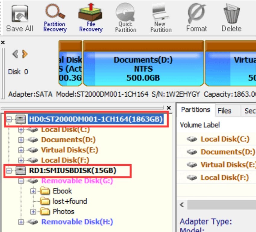 select the drives to find files
