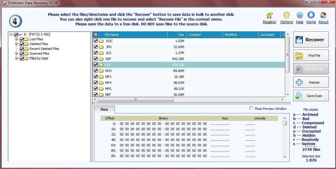 interface utilisateur de diskgetor data recovery 