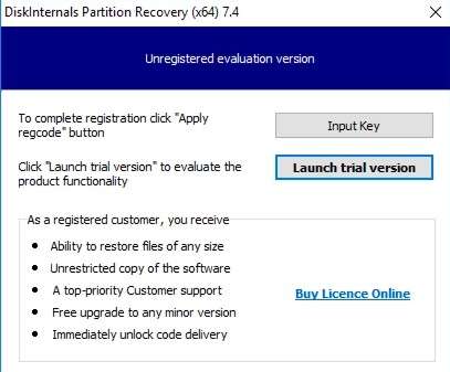 launch diskinternals partition recovery trial version