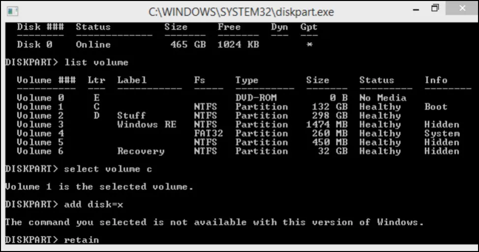 create a mirrored system volume in diskpart