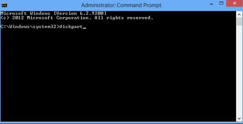 command prompt diskpart command