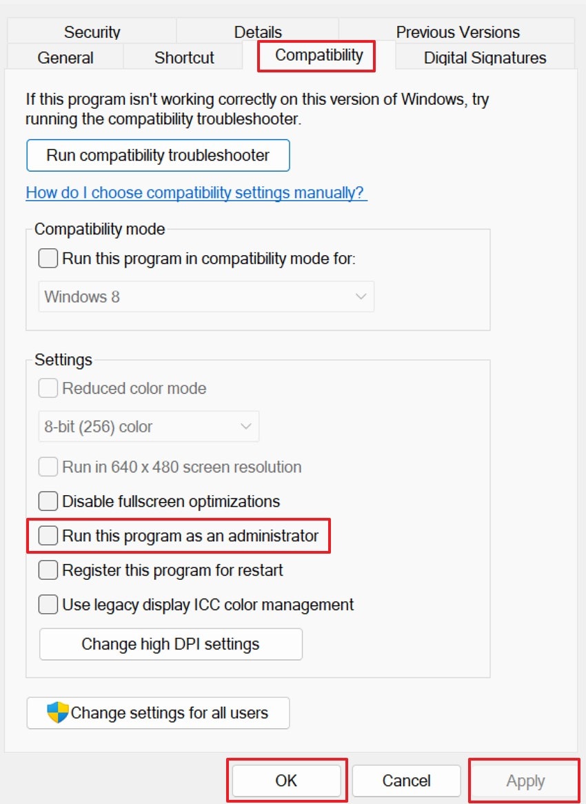 run this program as an administrator