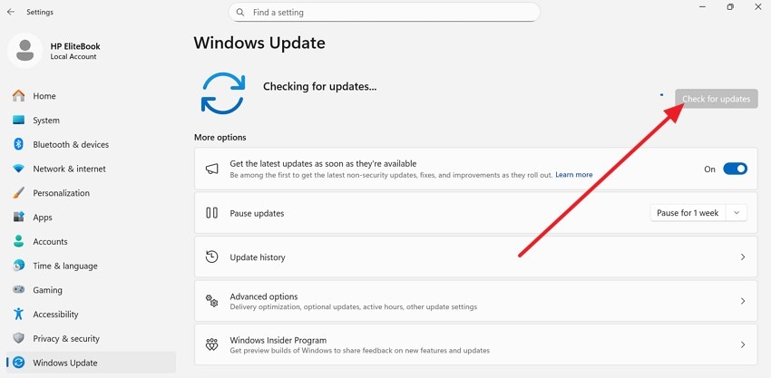 hit the check for updates button