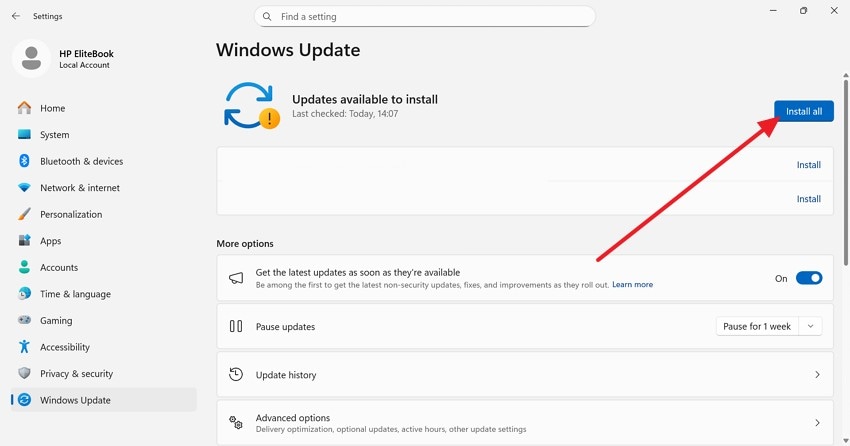 install the available updates