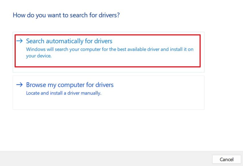 search automatically for drivers