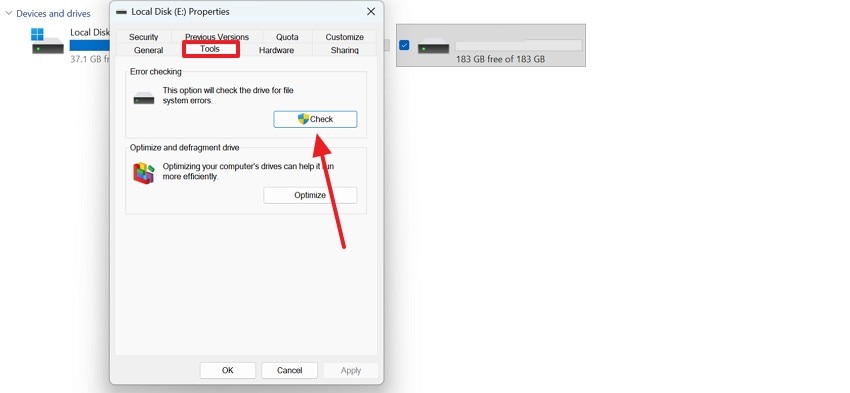 check for errors