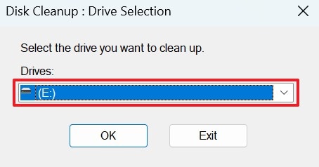 select the cleanup drive