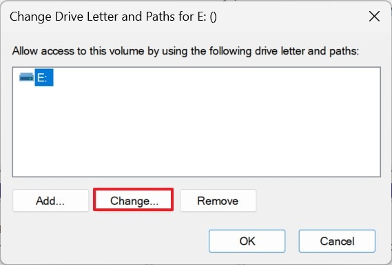 select the change option