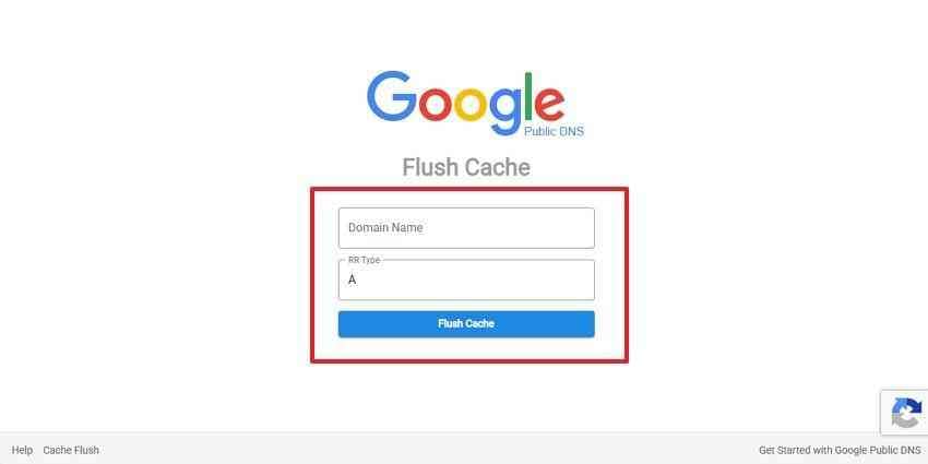 google public dns flush cache form for a domain record