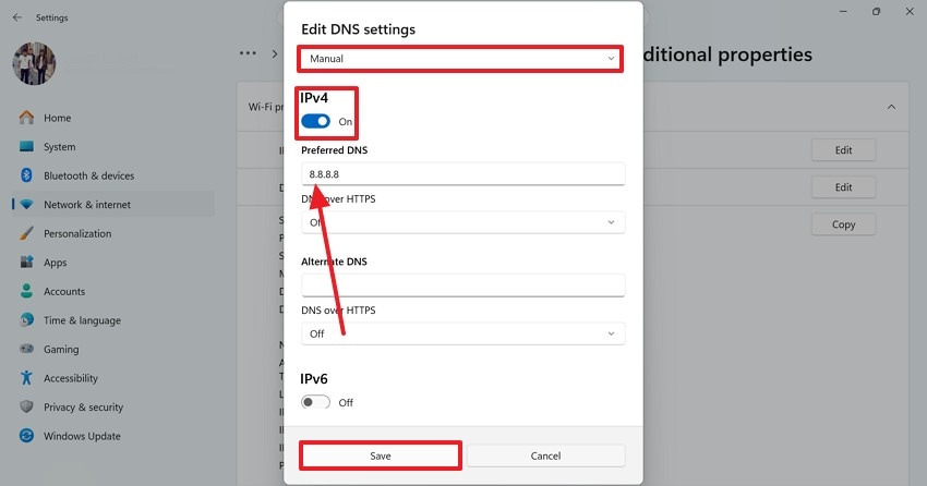 turn on ipv4 and save