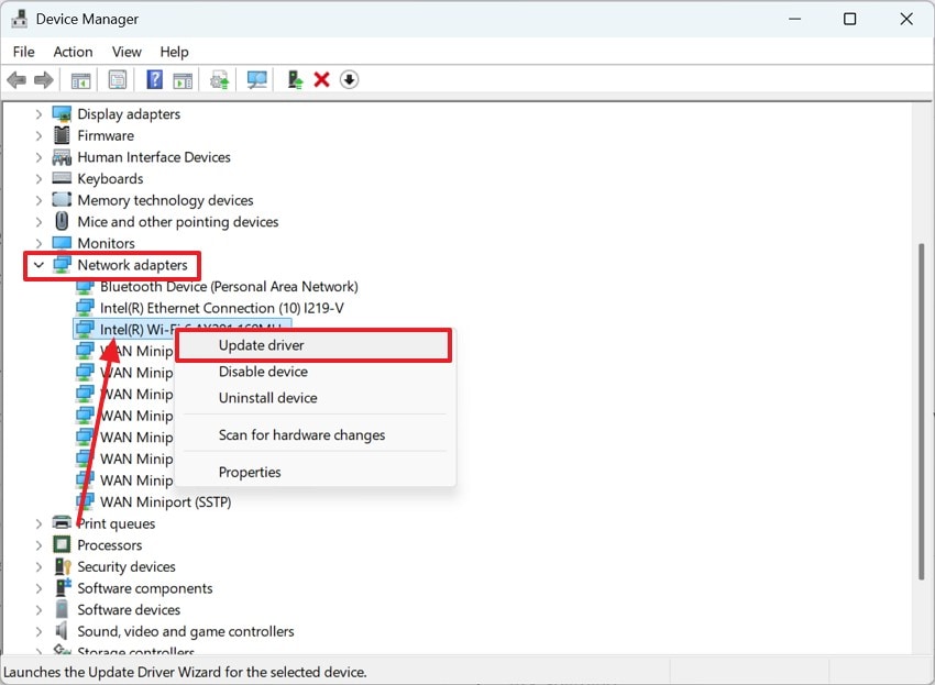 update network adapter