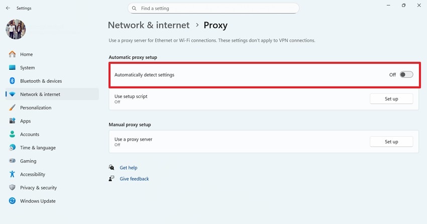 turn off automatic detection