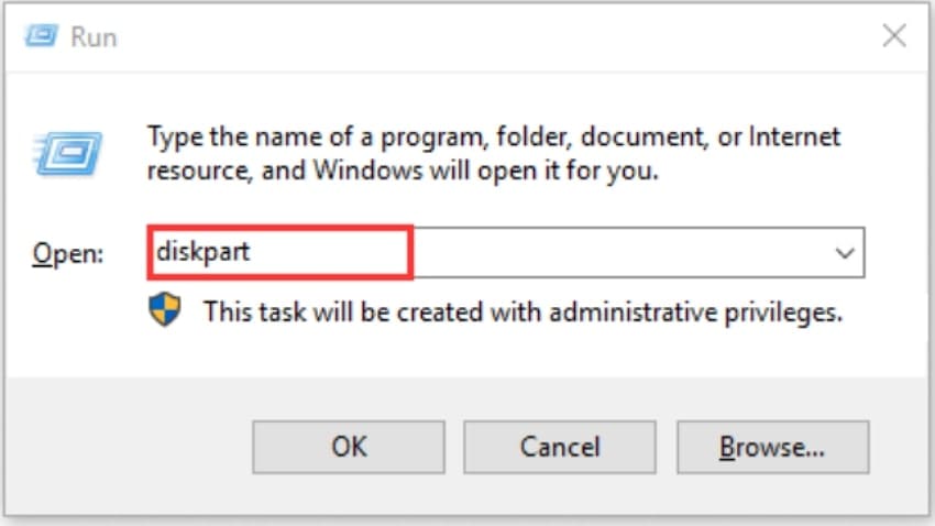 insert diskpart command