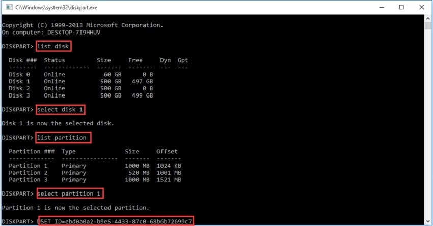 write different commands