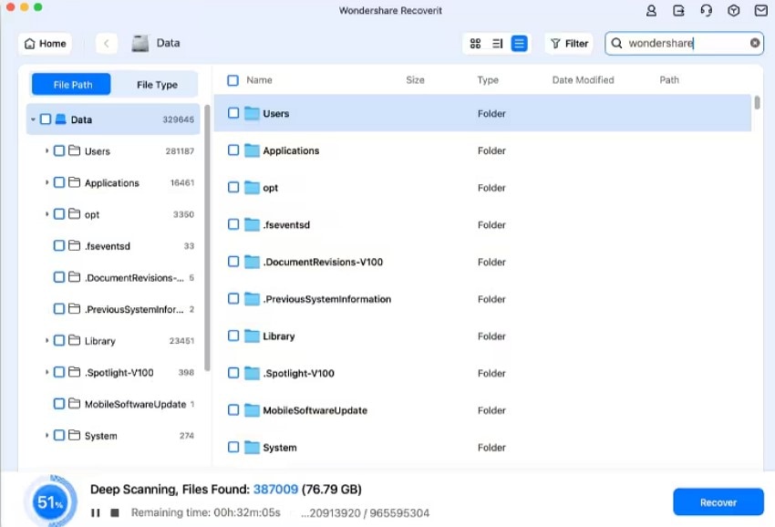 perform deep scan lost files