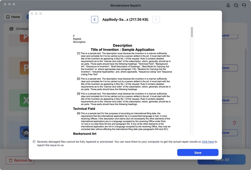 preview results and save word file