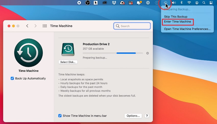 enter macbook time machine tool