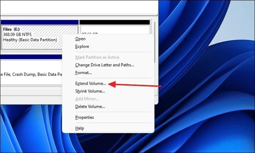 extend a volume to partition a drive without erasing data