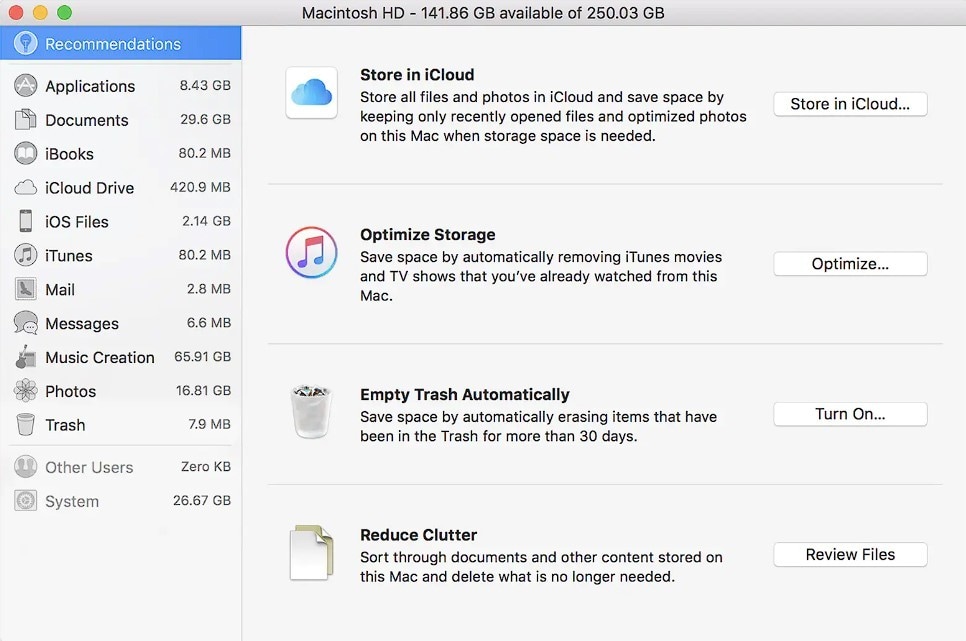 free up storage space on mac