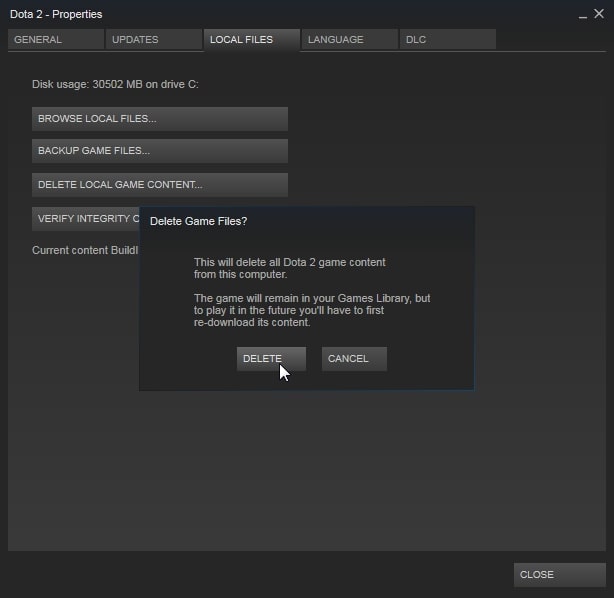 delete dota 2 files