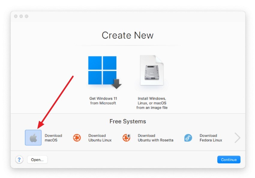 pick macos from virtual machine